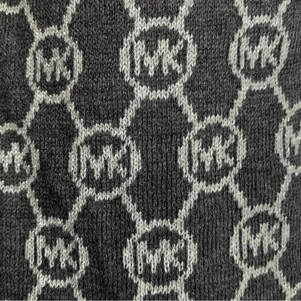 Michael Michael Kors Jet Set Logo Knit Scarf Charcoal and Metallic Silve - Picture 5 of 7